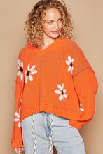 Load image into Gallery viewer, POL Floral Pattern Hooded High-Low Sweater
