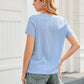 Eyelet Short Sleeve V-Neck Blouse