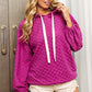 BiBi Brushed Checker Drawstring Long Sleeve Hoodie