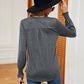 Notched Neck Long Sleeve Blouse