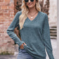 Mandy V-Neck Long Sleeve Ribbed Top