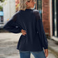 Round Neck Dropped Shoulder Eyelet Top