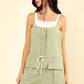 VERY J Half Button Drawstring Sleeveless Romper