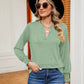 Notched Neck Long Sleeve Blouse