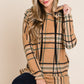 BOMBOM Drawstring Plaid Long Sleeve Hoodie