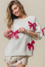 Load image into Gallery viewer, BiBi Sequin Bow Puff Sleeve Sweater
