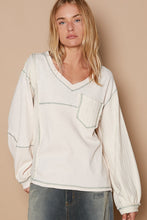 Load image into Gallery viewer, POL V-Neck knit Panel Exposed Seam Top
