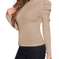 Round Neck Leg-Of-Mutton Sleeve Top