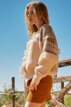 Load image into Gallery viewer, And The Why Plaid Pattern Color Block Fringe Sweater
