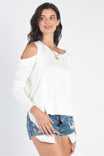 Load image into Gallery viewer, UNIQ Cold Shoulder Long Sleeve Knit Top
