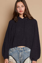 Load image into Gallery viewer, POL Back Open Slit Balloon Sleeve Crop Hooded Sweater
