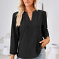 V-Neck Roll-Tap Sleeve Blouse