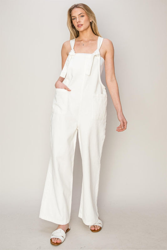 HYFVE Washed Twill Knotted Strap Overalls