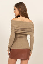 Load image into Gallery viewer, HYFVE Fuzzy Off Shoulder Textured Knit Top
