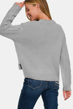 Load image into Gallery viewer, Zenana Cropped High Low Cable Sweater with Side Slits
