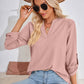 V-Neck Roll-Tap Sleeve Blouse