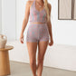 Thinkable Halter Crop Top and High Waist Knit Shorts Set