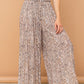 And The Why Printed Smocked Waist Slit Wide Leg Pants