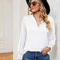 Notched Neck Long Sleeve Blouse