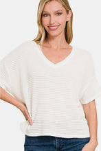 Load image into Gallery viewer, Zenana Drop Shoulder Short Sleeve Jacquard Knit Top
