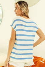 Load image into Gallery viewer, BiBi Striped Round Neck Short Sleeve Knit Top
