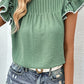 Perfee Pleated Detail Flutter Sleeve Blouse