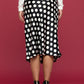 RENEE C Polka Dot Satin Midi Skirt