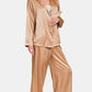 Zenana Satin Long Sleeve Shirt and Pants Pajama Set