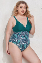 Load image into Gallery viewer, Plus Size Two-Tone Tie Back One-Piece Swimsuit
