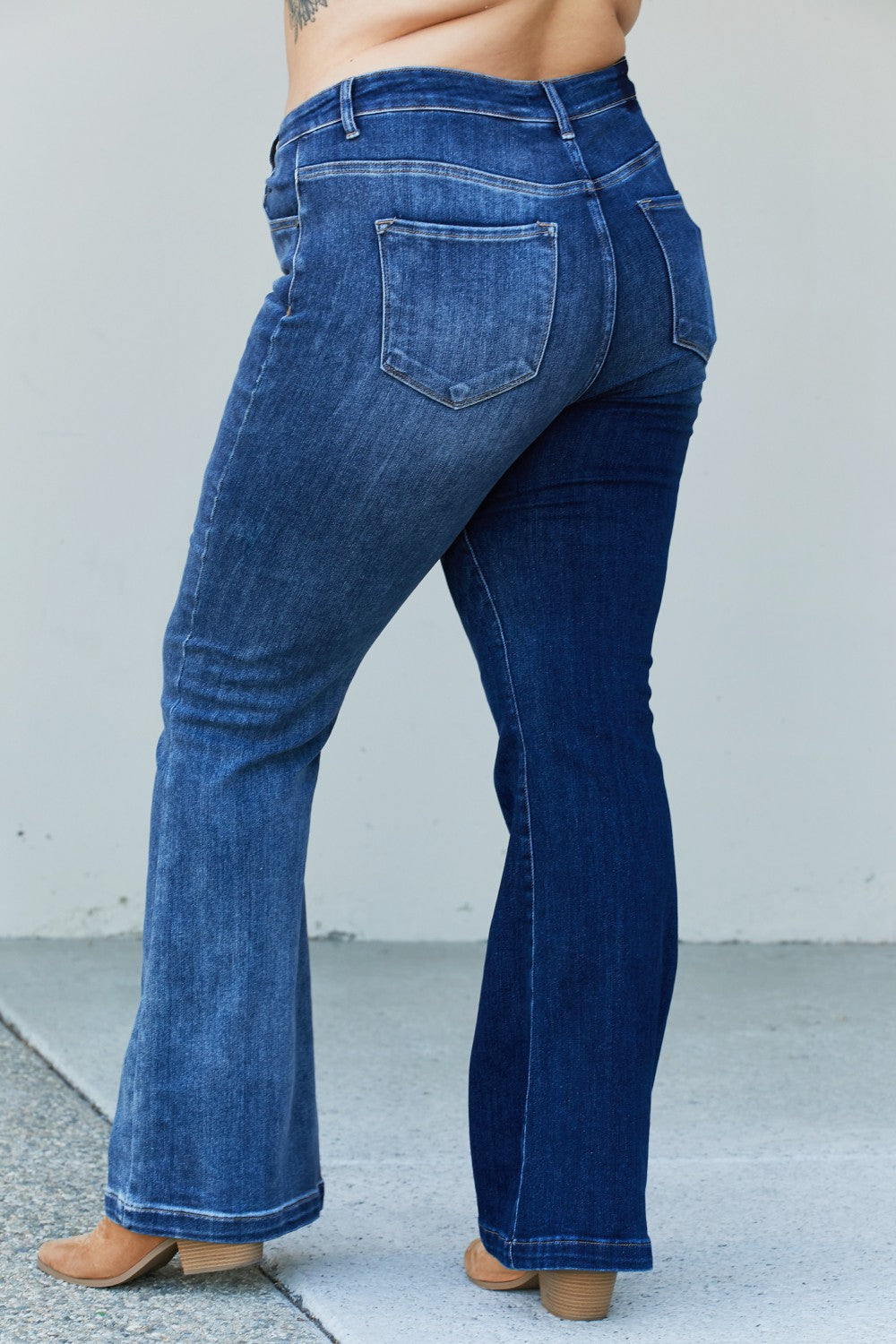 RISEN Full Size Two-Tone Bootcut Jeans