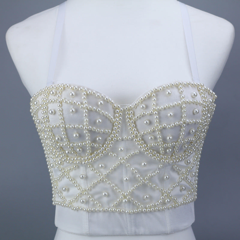 Faux Pearl Beaded Bustier