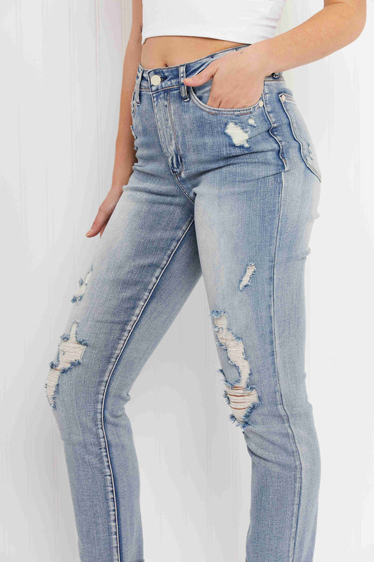 Judy Blue Fiona Full Size Double Cuffed Boyfriend Jeans