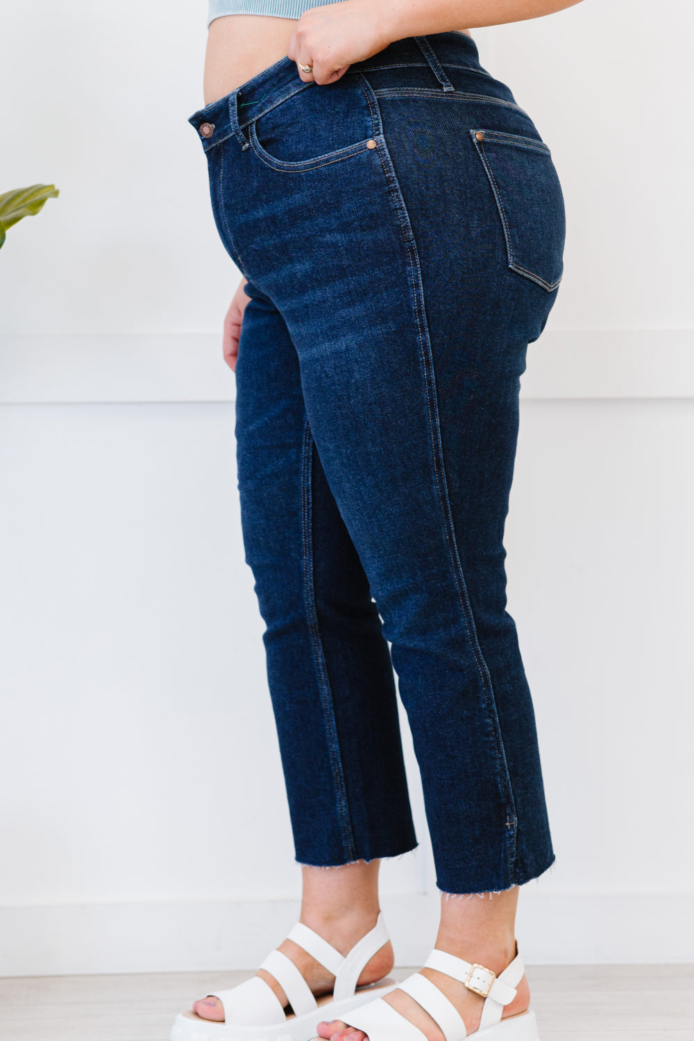 Judy Blue Sophie Full Size Run Cropped Straight Leg Jeans with Slit