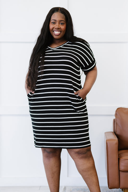 Zenana Carefree Confidence Full Size Striped T-Shirt Dress