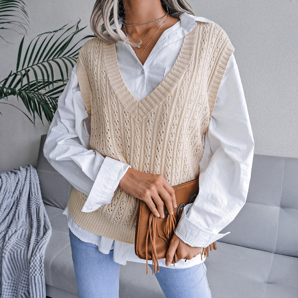 Cable-Knit Openwork Sweater Vest