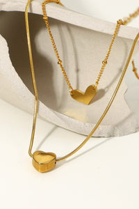 Heart-Stopper Double-Layered Heart Pendant Necklace