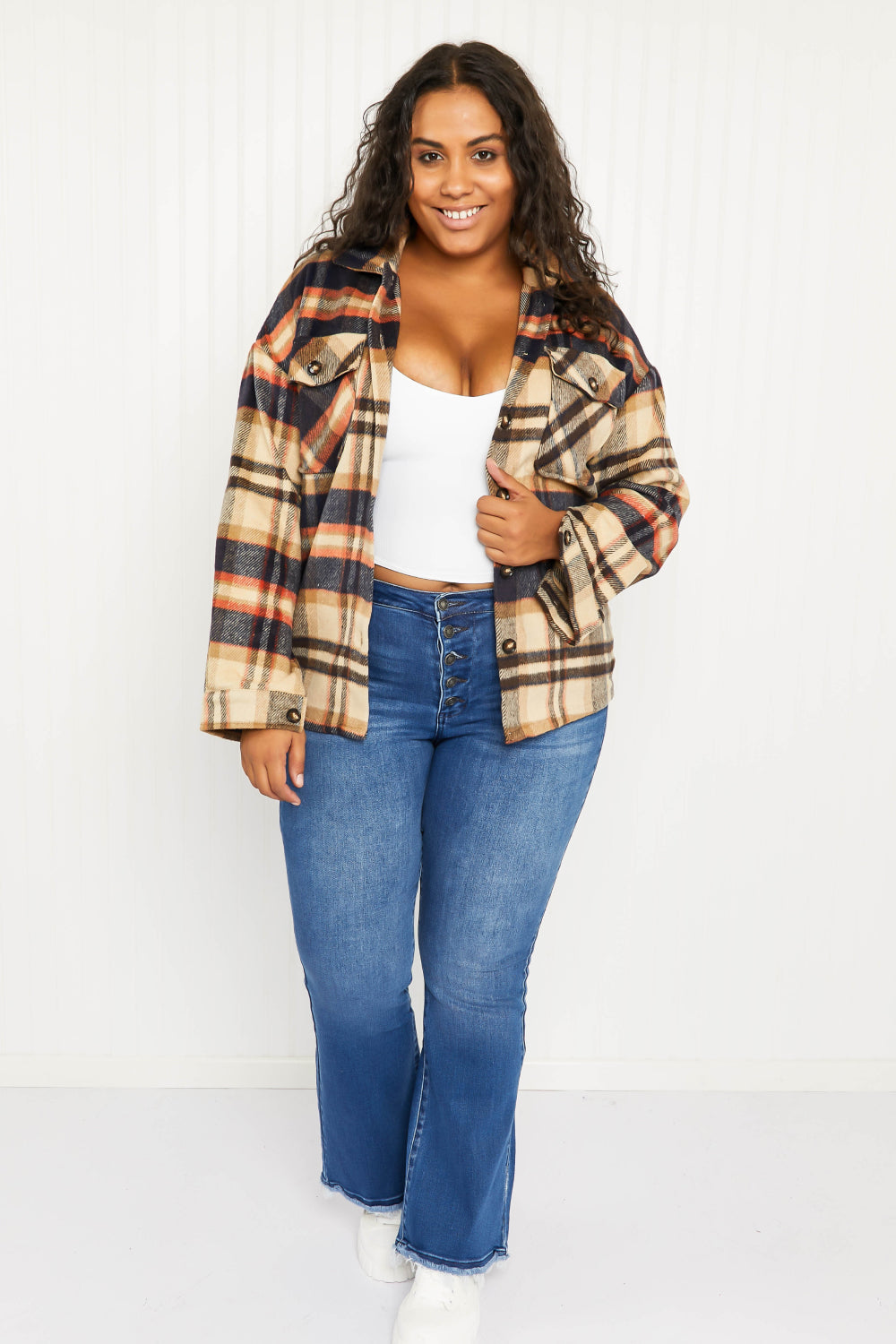 CY Fashion Crushing on Fall Full Size Plaid Shacket