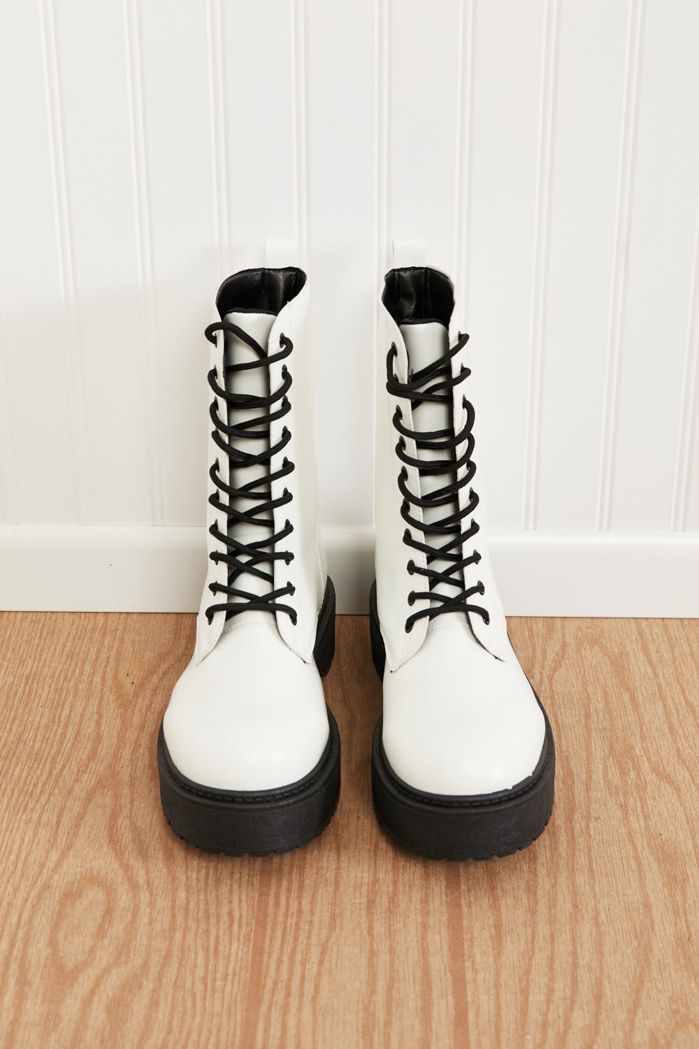 Weeboo Big Steps Platform Combat Boots in White