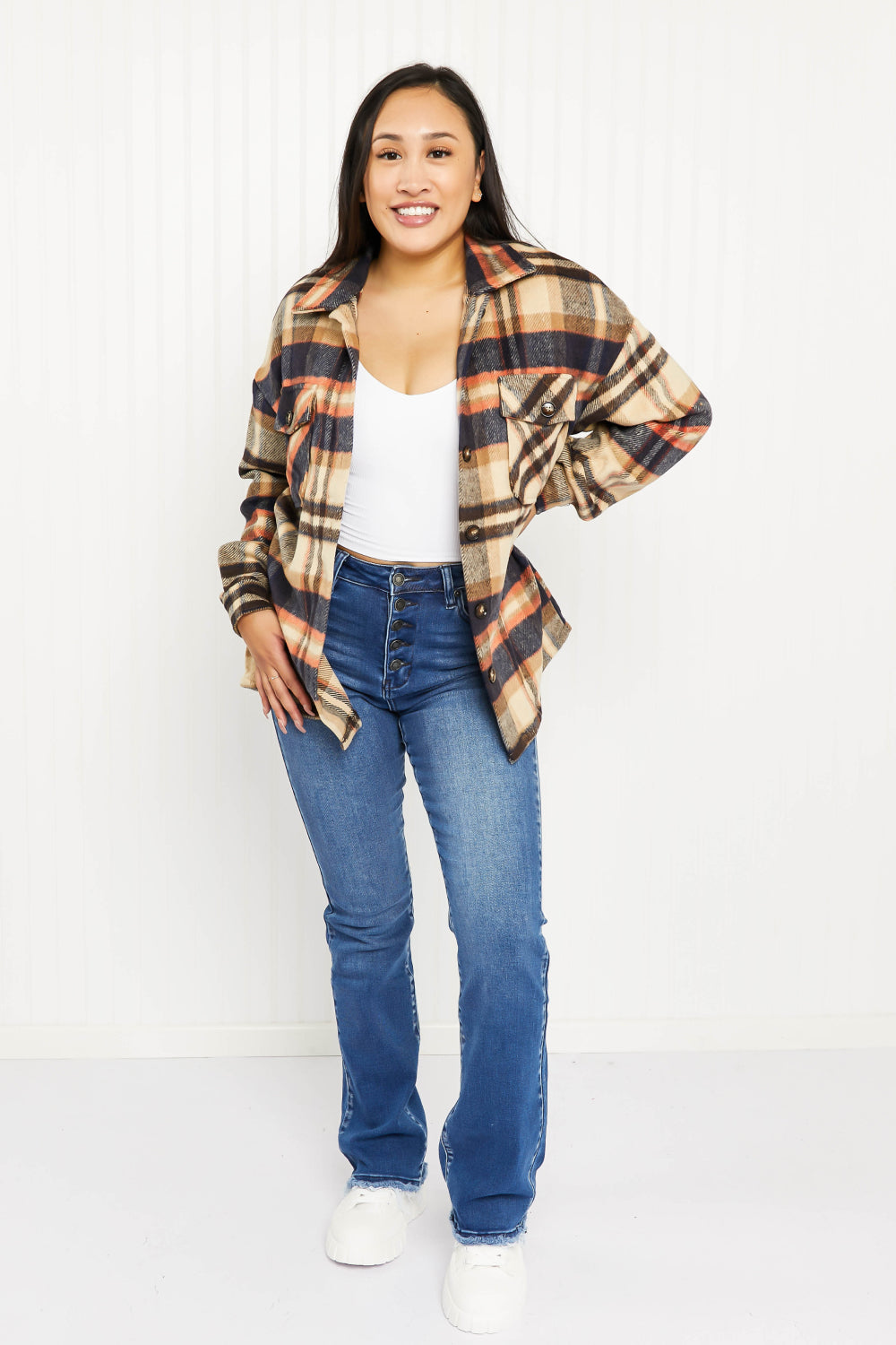 CY Fashion Crushing on Fall Full Size Plaid Shacket