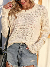 Load image into Gallery viewer, Openwork Dropped Shoulder Sweater
