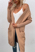 Load image into Gallery viewer, Ribbed Sleeve Longline Cardigan with Pockets
