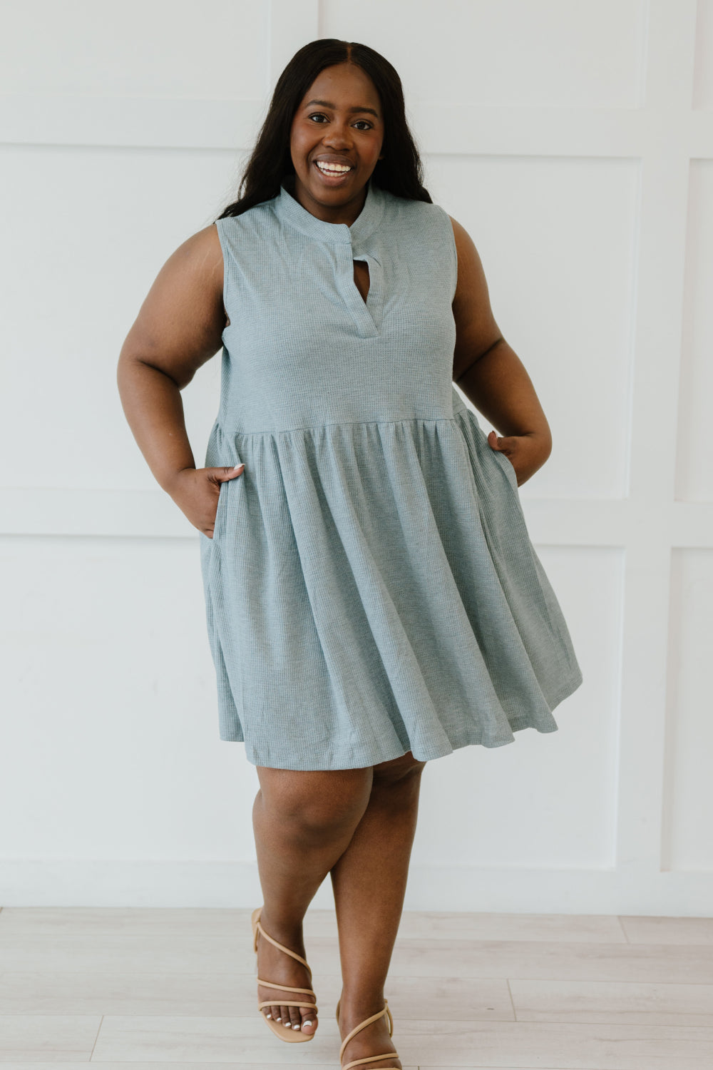 Sew In Love Weekday Wonder Full Size Run Babydoll Dress in Silver