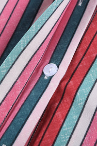 Multicolor Striped Short Sleeve Blouse