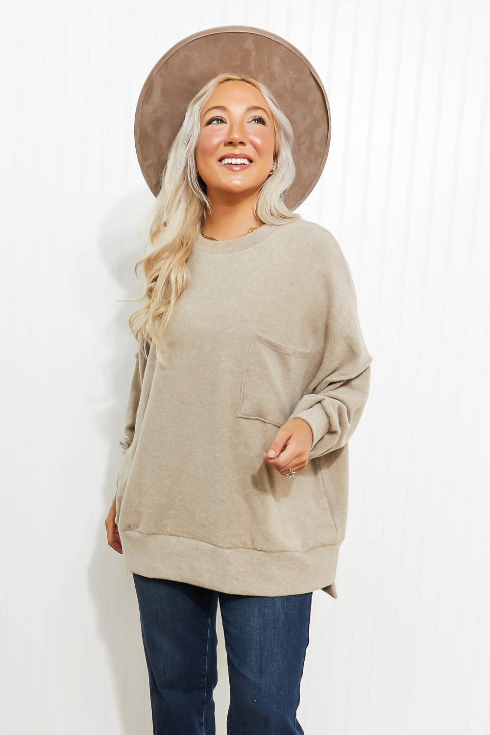 Zenana Home for the Weekend Full Size Brushed Melange Sweater