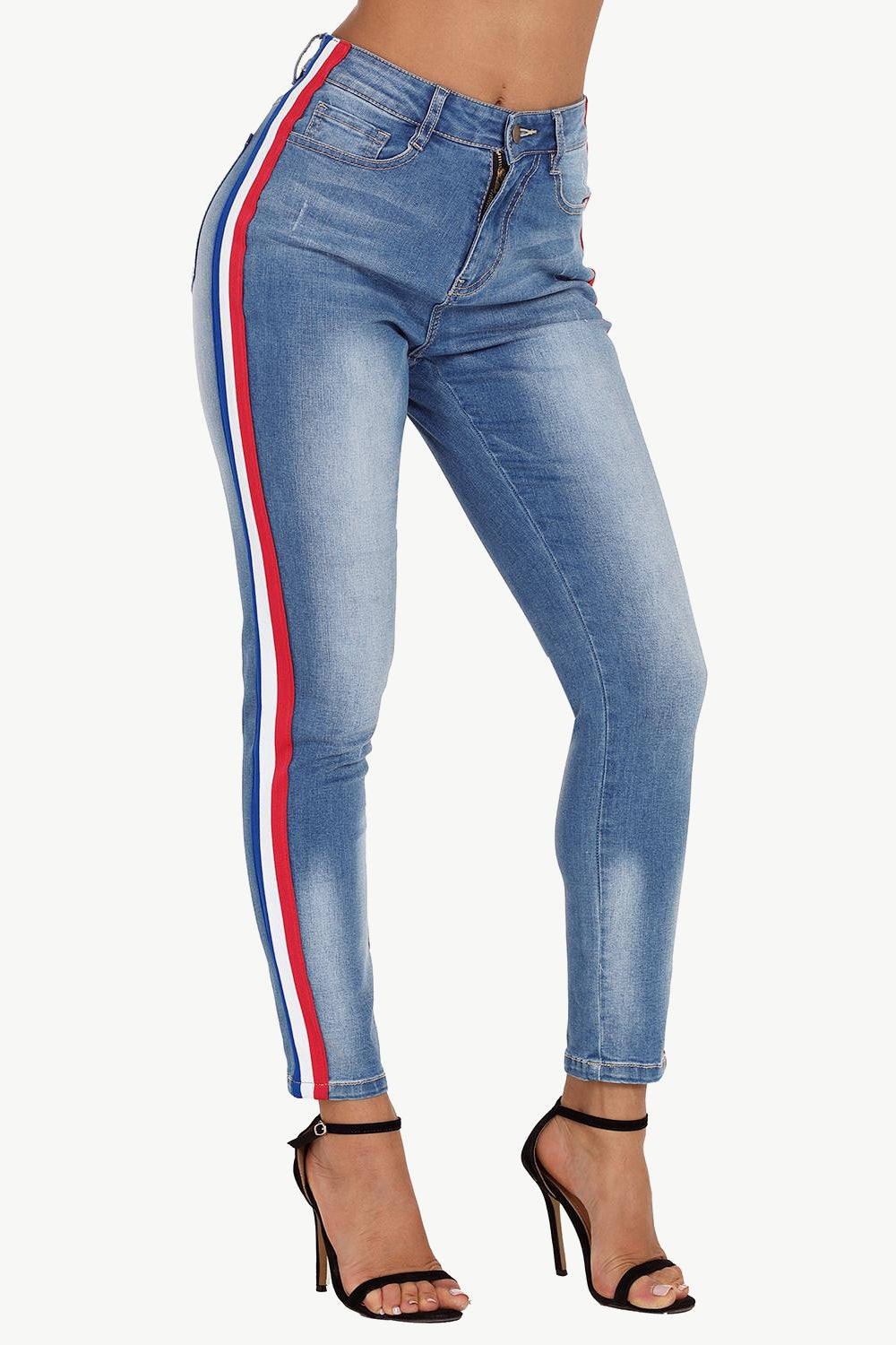 Side Stripe Skinny Jeans