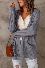 Load image into Gallery viewer, Open Front Textured Cardigan with Pockets
