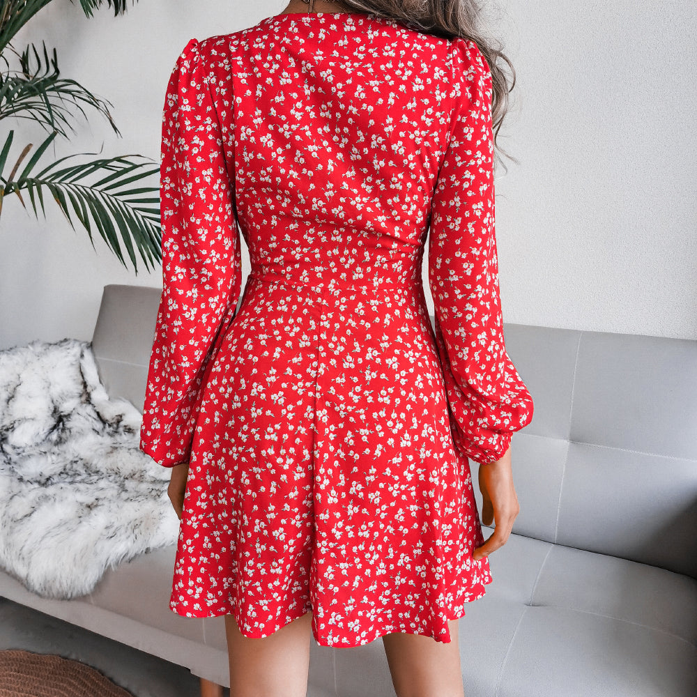 Ditsy Floral Tie Waist Mini Dress