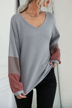 Load image into Gallery viewer, Color Block Sleeve Waffle Knit Tee
