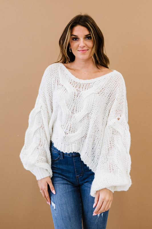 Sweet Generis Second Chances Cable-Knit Openwork Sweater