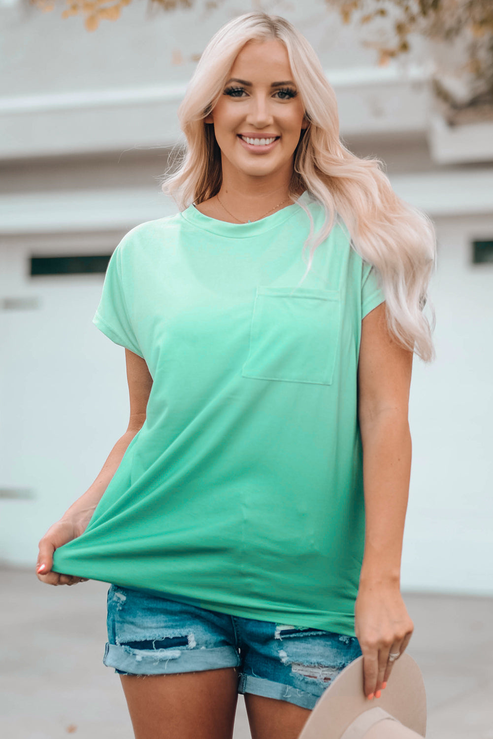 Round Neck Pocket Tee Shirt